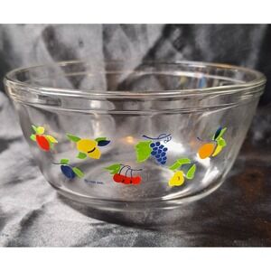 Anchor Hocking Mixing Bowl Glass Vintage 1.5 Qt Fruit Pattern 1990 USA